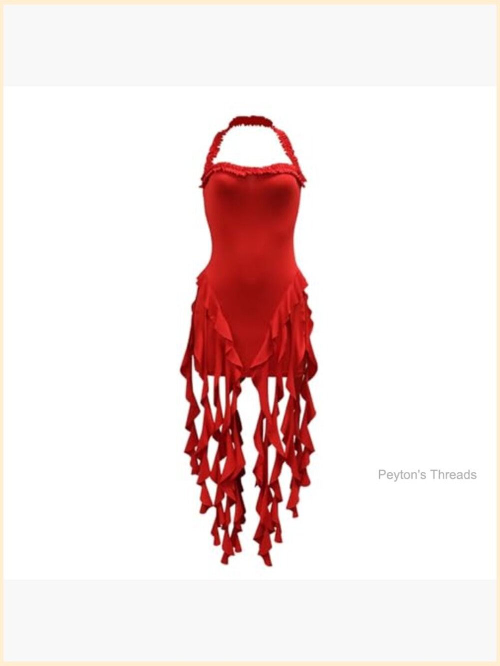 Sexy Halter Neck Sleeveless Ruffle Tassel Bodycon Mini Dress - Picture 2 of 7